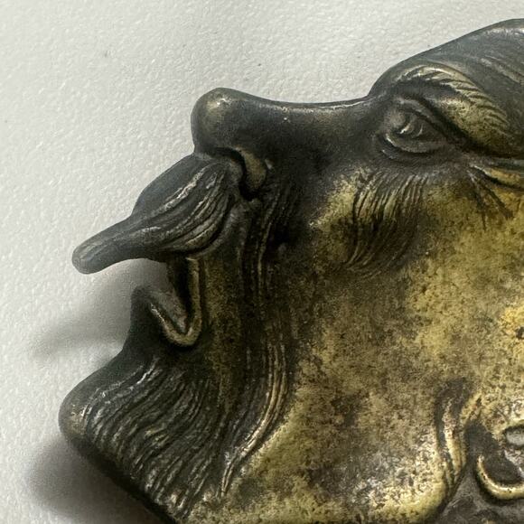 Vintage Brass Man Face Coin Tray Metalware Trinket Dish Pocket Emptier Figural - Picture 8 of 16